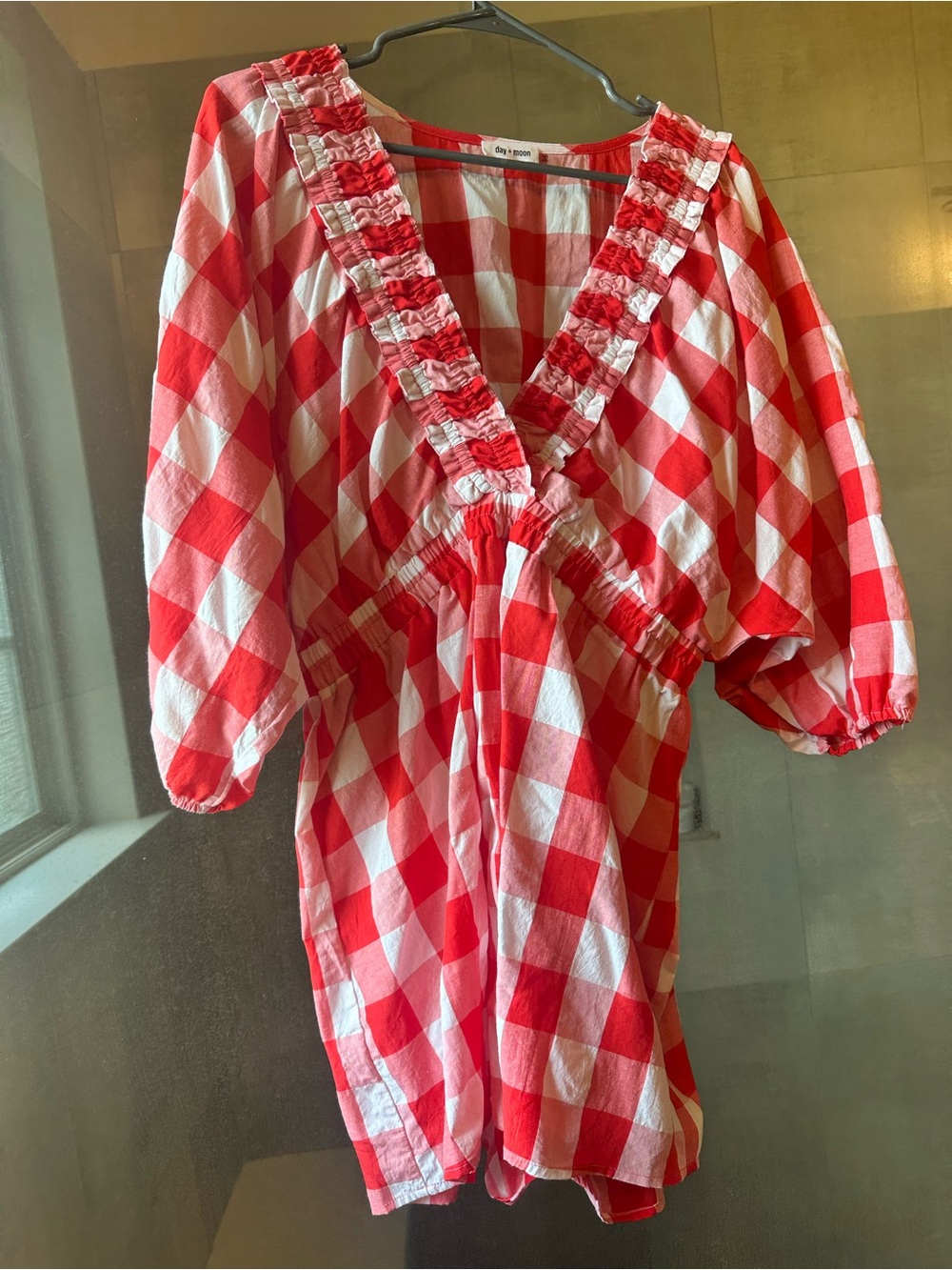 Red and White Checkered Romper